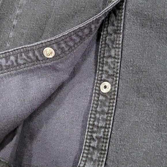 🔺️Divided H&M Black Jean Snap-up Long Sleeve Shirt w/Chest Pockets Size 10 - Picture 6 of 8